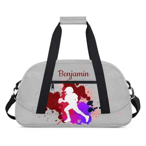 Personalized Kids Duffel Bag,Custom Sport Gym Bag for Boys Girls,Weekender Overnight Bags Travel Duffel Bag,Customized Kids Gift American Football Ball