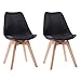 Happy Garden Lot de 2 chaises de Salle à Manger Style scandinaves Nora Noires avec Coussin, chaises de Cuisine, chaises rembourrées, Pieds en Bois de hêtre Massif