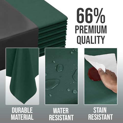 Image of Exquisite Dark Green Rectangle Tablecloth 54 inchx108 inch - 48 Pack | Plastic Tablecloth, Disposable Table Covers Rectangle for Parties, Weddings, Holidays & Party Supplies
