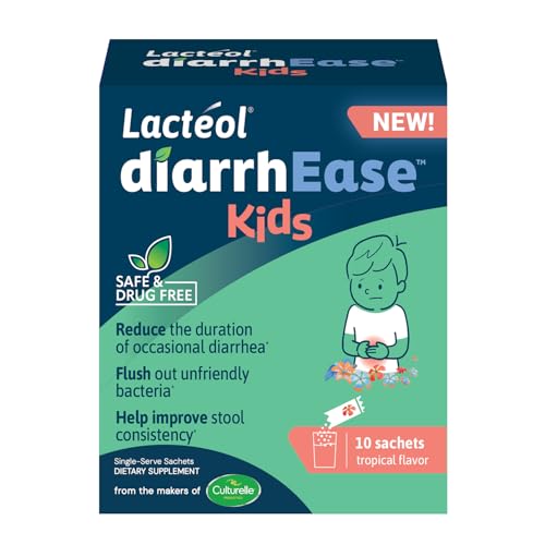 Lactéol diarrhEase Kids - a Safe, Drug Free and clinically Tested postbiotic Strain that Shortens the Duration of Occasional Diarrhea- Works Naturally with Your Child’s Body, 10 Count