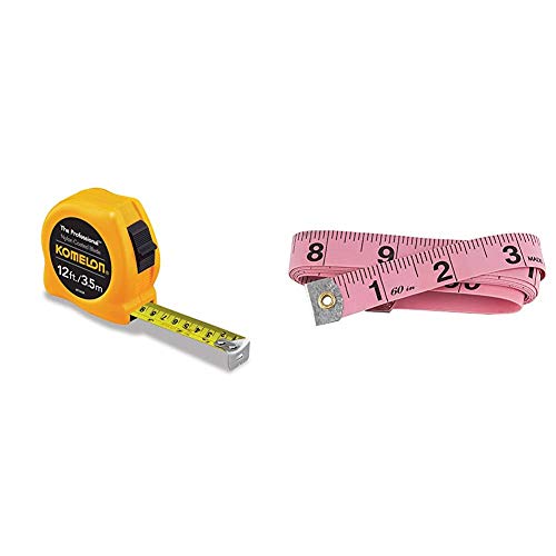 Komelon 4912IM The Professional 12-Foot Inch/Metric Scale Power Tape, Yellow & SINGER 00218 Tape Measure, 60-Inch