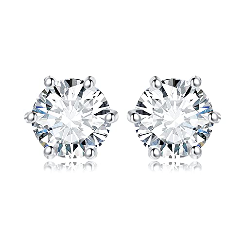 JewelryPalace 3ct Classique Boucles d'oreilles Taille Rond Solitaire Moissanite en Argent 925 Femme, Or Blanc 14k Petite Clous d'oreilles Pierre Fille, Diamant...