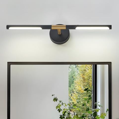 Lanhall Black and Gold Bathroom Light Fixture Over Mirror LED Vanity Light for Bathroom Modern Wall Sconce for Picture Lighting LED Wall Light Dimmable 360°Rotatable 23.6 Inch(Cool White 5000K) Cover