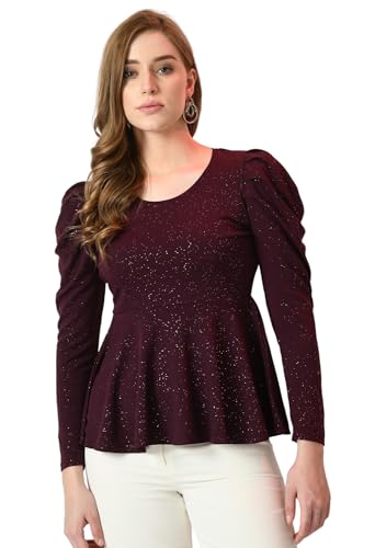Image of IUGA Women Embellished Round Neck Puff Sleeve Top