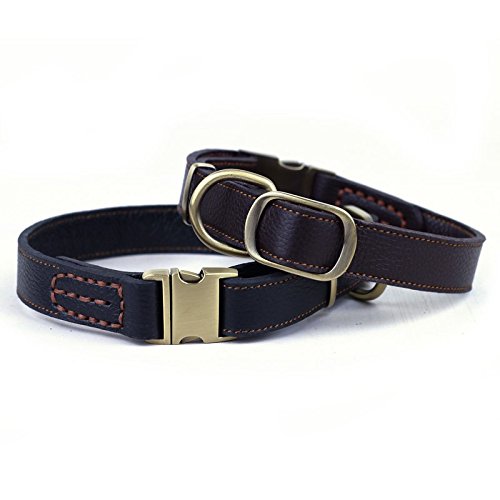 Chede Luxury Real Leather Dog Collar- Handmade For Medium And Large Dog Breeds With The Finest Genuine Leather Collar That Is Stylish,Soft Strong And Comfortable-Brown Dog Collar #TOP3