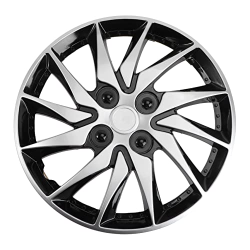 TENDYCOCO Enjoliveur 14 Pouces Cache Moyeu Argenté pour Voiture Accessoire De Rénovation Facile À Installer Protection Jantes Auto Résistant Aux Rayures