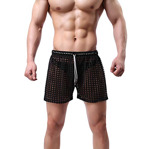 YUFEIDA Mens Hollow Openwork Drawstring Lounge Underwear Boxer Shorts Loose Bikini Trunks Multi Color2