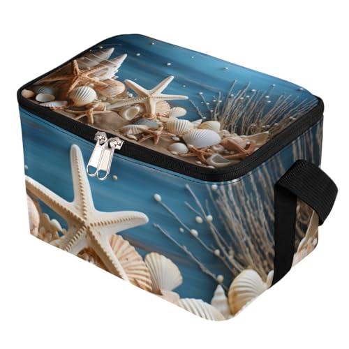 Lunch Bags for Women Men 9 Cans,Starfish Seashell Hot & Cold Food Delivery Bag Insulated Grocery Bag Insulated Lunch Box Sea Cooler Bag for Office Work Picnic Beach