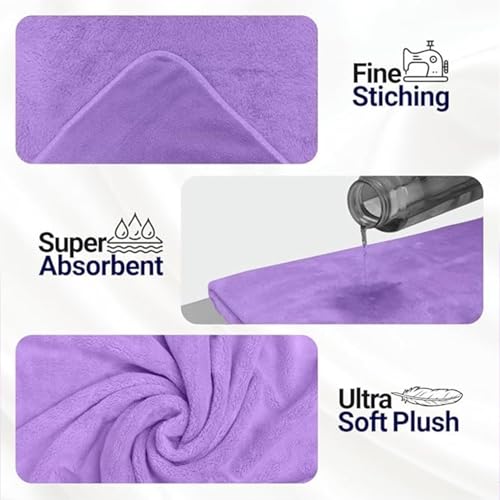 Image of Microfiber Kids Bath Towels Quick Dry Super Absorbent Super Soft Bath Towel for Babies Toddler-Baby Towel for Boys and Girls (Purple & Green, 2 Bath Towel)