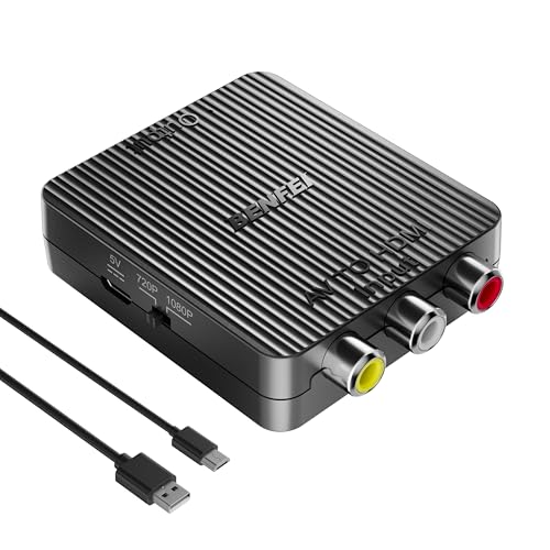 BENFEI Convertidor RCA a HDMI, Adaptador Compuesto CVBS AV a HDMI 1080P, Compatible con PAL/NTSC para Wii/Wii U, PS3/PS2, Xbox, N64, SNES, VHS, VCR, STB y Reproductores BLU-Ray/DVD