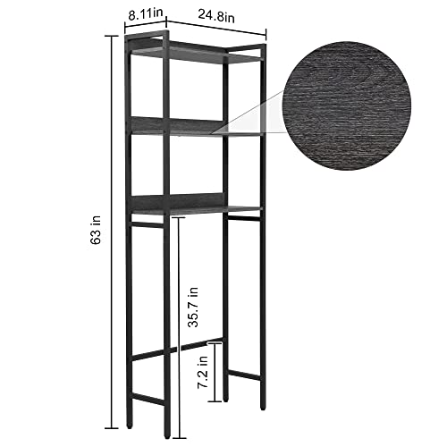 Odika Over The Toilet Storage, 3-Tier Over-The-Toilet Space Saver Organizer Rack, Freestanding Bathroom Organizer, Gray #TOP1