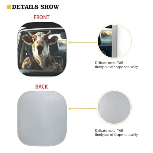 Image of Funny Cow Print Sunshade Visor 2 PCS Car Windshield Sun Shade Easy Installation Foldable Automotive Interior Accessories for Sun Protection Sun Shade for UV Protection