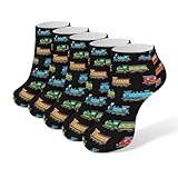 LITPUZC Women's Fashion Ankle Socks Funny Running Low Cut Socks Cartoon Train Black No Show Athletic Sock Soft Breathable Crew Sock 5 Pairs