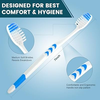 Navona 50 PCS Premium Individually Wrapped Bulk Toothbrush Pack, Disposable Toothbrushes, Kids Toothbrush, Medium Soft Bristle Toothbrushes, Ergonomics Handle, Perfect for Travel Hotel Donation