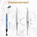 HARFINGTON 3pcs Diamond Tweezer Holder Pick Up Tool Set Stainless Steel 4 Claw Holder Straight/Elbow Head Jewelry Locking Tweezer for Tiny Objects Electronic Components, Silver/Blue