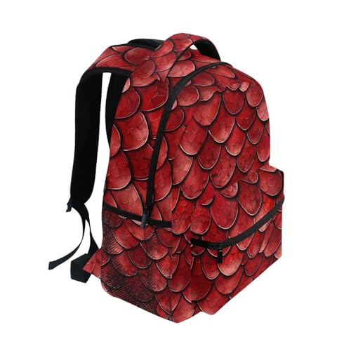 Red Dragon Scale Animal Backpack for School Boys Girls Adults Kids Bookbag Laptop Bag 15L2