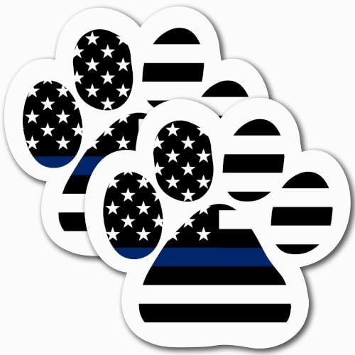 Image of Thin Blue Line Pawprint Car Magnet 5 Inch, 2 Pack, Ideal Gift for Dog Lover | Heavy Duty Accessory, Magnetic Decal for Cars, Trucks and SUVs or Any Magnetic Surface, Crafted in USA