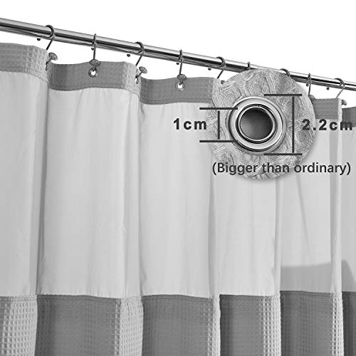 Barossa Design Hotel Style Cotton Shower Curtain with Snap-in Fabric Liner, 78" Long, Mesh Window Top, Honeycomb Waffle Weave Cotton Blend Fabric, Washable, Lake Wanaka Gray, 71x78 Inches by Barossa Design - Image 5