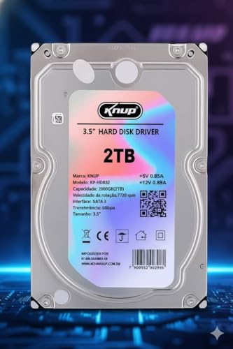 Disco Rígido Interno HD de 2TBInterface SATA 3, 3,5 Polegadas 6GBps PC Câmera DVR