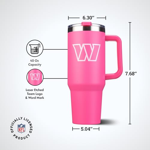 Image of The Memory Company Officially Licensed 40oz Pink Game Day Tumbler with Team Logo, Washington Commanders