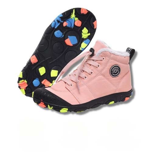 Hike Kids - Waterproof & Non-Slip Hiking, Walking Barefoot Winter Shoes for Kids (Pink, US Footwear Size System, Little Kid, Numeric, Wide, 2)