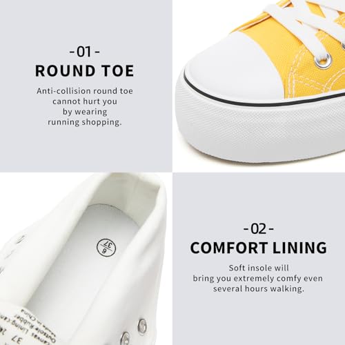 Image of FRACORA Womens High Top Canvas Shoes White Black Platform Sneakers Lace Up Shoes for Women