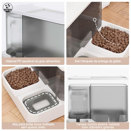 Alimentador Automático Pet e Água Conjunto 2 em 1 de 1L+2,8L, Dispensador de Grande Capacidade para
