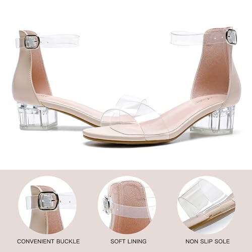 Image of Dufannie Girls Sandals Low Heels Dress Pump Ankle Strap Open Toe Flower Girl Wedding Party for Toddler Little Big Kid