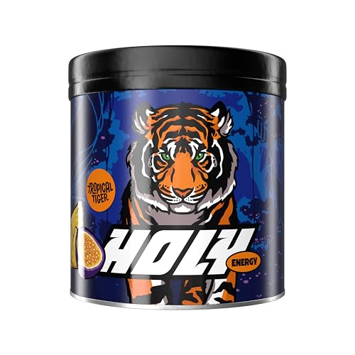 HOLY Energy Drink en Poudre 'Tropical Tiger' – Maracuja & Ananas - 50 Portions Booster avec Caféine (NewCaff) & Extrait de Thé Vert - Sans Sucre & Végan...
