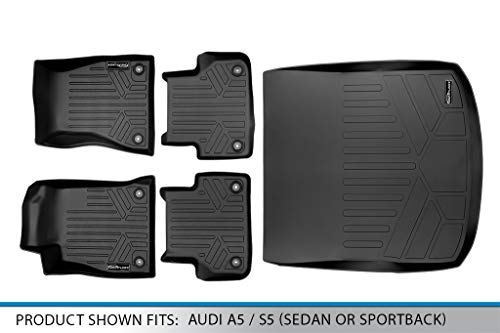 SMARTLINER-Custom-Fit-Floor-Mats-2-Rows-and-Cargo-Liner-Behind-2nd-Row-Black-for-2018-2022-Audi-A5-S5-Sedan-or-Sportback