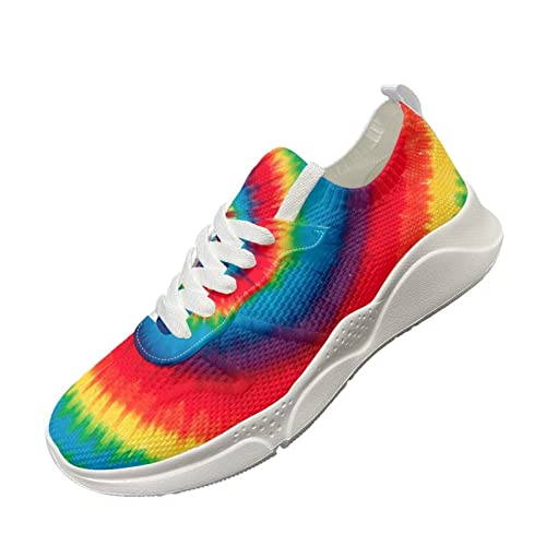 KUIFORTI Chaussures de marche légères et mignonnes pour femme - Chaussures de tennis athlétiques à enfiler, Imprimé tie-dye, 39 EU Cover