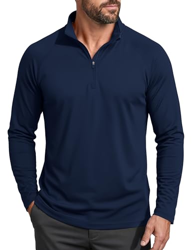 Image of MAGCOMSEN Men's Quarter Zip Pullover Long Sleeve Sweatshirts Fleece Lined Golf Pullover Thermal Gym Workout Tops