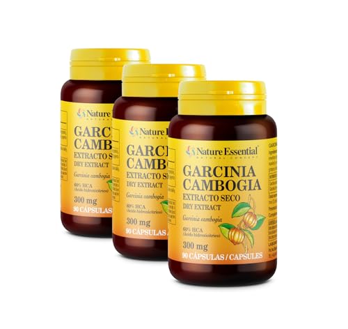 Nature Essential - Extracto de Garcinia Cambogia 300 mg - 90 Cápsulas - 60% Ácido Hidroxicítrico HCA - Ayuda al Sistema Inmunitario y Pérdida de Grasa - Pack 3 Unidades