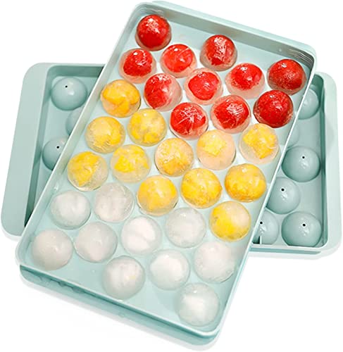 Image of Homeybiz ice Cube Trays for Freezer ice Trays for Freezer ice Cube Silicone Ball Ice Cube Trays (Set of 2),aSphere Ice Ball Molds & Square Ice Cube Maker for Whiskey, Cocktails Reusable Flexible Trays