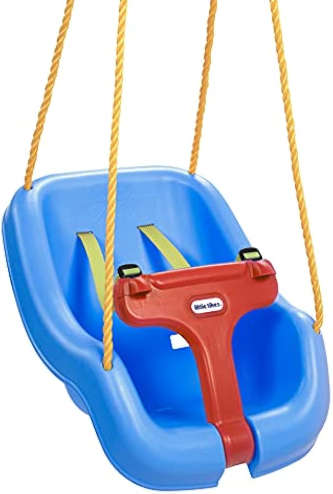 Little Tikes Snug 'n Secure Blue Swing with Adjustable Straps, 2-in-1 for Baby and Toddlers Ages 9 Months - 4 Years