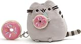 GUND Pusheen with Donut and Bonus Donut Clip Plush Stuffed Animal Cat, Gray, 6'