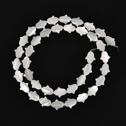 Image of HAAMIIQII Natural White Mother of Pearl Shell Beads 8x10mm Flower Shape Semi Precious Stone Loose Gemstone Beads for Jewelry Making Strand 15 Inch (37-39pcs)