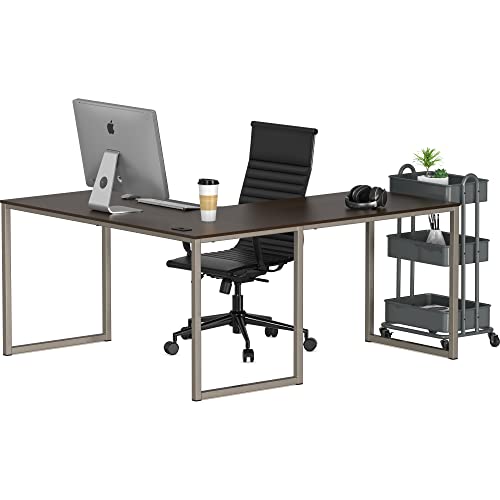 Image of SHW Mission 55 x 60 Inches L-Shape Home Office Computer Desk, Espresso