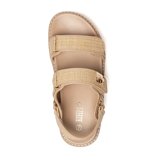 Rihero Women's Comfortable Open Toe Platform Sandals Fashion One Band Summer Dressy Flatform Sandals4