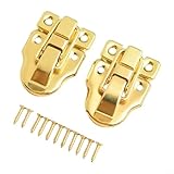 Juego de cierres de hierro para joyero, caja de vino, armario, maleta, baúl de madera y cajuela, accesorio decorativo para puerta con acabado bronce/plata/dorado, 58 x 40 mm, 2 piezas incluidas