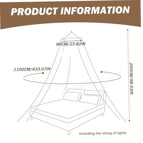 Mosquitera plegable de cúpula para cama con dosel de princesa y luces 3