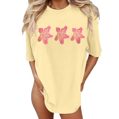 T-shirt de plage surdimensionné pour femme vêtement été long et fluide