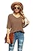 SUEANI Women's Blouse Tops Loose V Neck 3/4 Bell Sleeve Shirt(Large, Khaki)