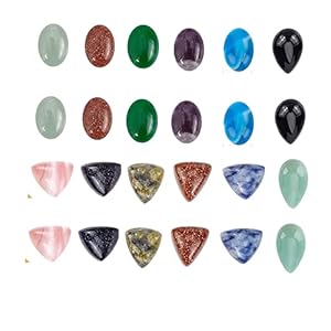 24 Pieces of Oval Teardrop-Shaped Triangle Gemstone cabochon 11-Color Flat-Back semi-Precious Stone Beads Flat-Back cabochon