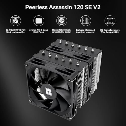 Image of Thermalright Peerless Assassin 120 SE V2 CPU Cooler, Dual Tower, 1850RPM | 6 Heat Pipes, Dual 120mm PWM Fans, for AMD AM4 /AM5 and Intel LGA1851 /1700
