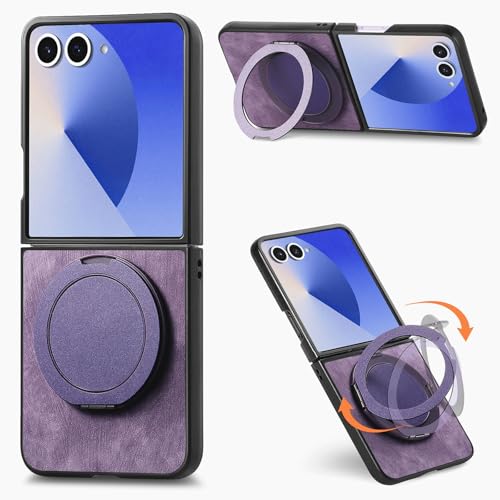 Coque Samsung Z Flip 5 violette idéale pour le quotidien avec anneau cuir