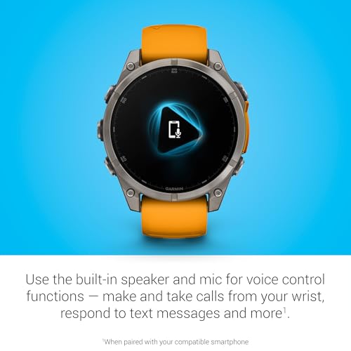 Image of Garmin Fenix 8, 47mm, AMOLED, Sapphire, Smartwatch, Titanium with Spark Orange /Graphite Silicone Band