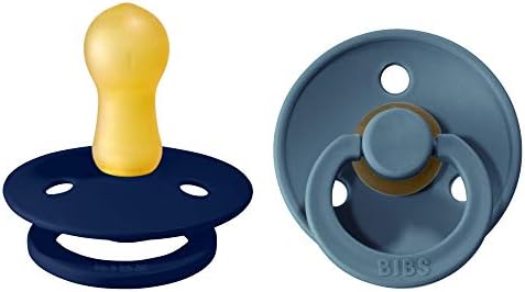 BIBS Colour Soother 2-Pack, BPA Free Dummy Pacifier, Round Nipple. Natural Rubber Latex, Size 2 (6-18 Months), Mocha/Dark Oak