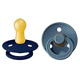 BIBS Colour Schnuller 2er-Pack, BPA-frei, Kirschform Nippel. Naturkautschuk / Latex, Hergestellt in Dänemark. 6-18 Monate (2er Pack), Deep Space / Petrol