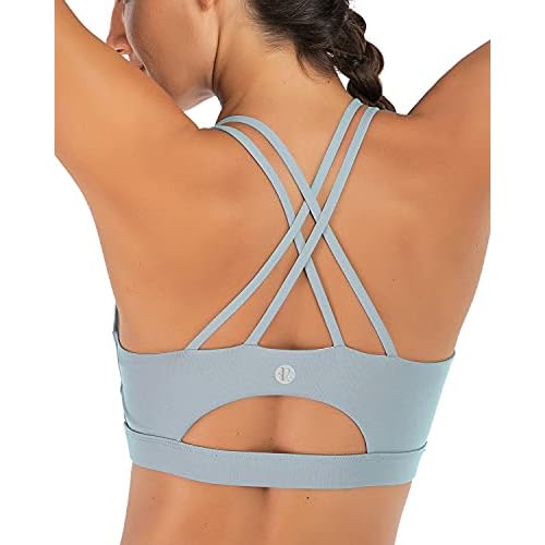 Sports Bras for Women,Padded Sports Bra Tank Top Sexy Crisscross Back High Impact Longline Workout Yoga Bra Blue Large